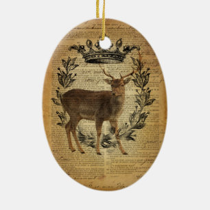 Rustic crown outdoorsman whitetail buck Deer Ceramic Ornament