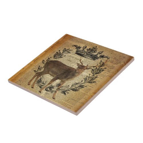 Rustic crown outdoorsman whitetail buck Deer Ceramic Tile