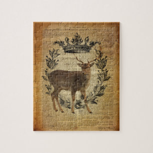 Rustic crown outdoorsman whitetail buck Deer Jigsaw Puzzle