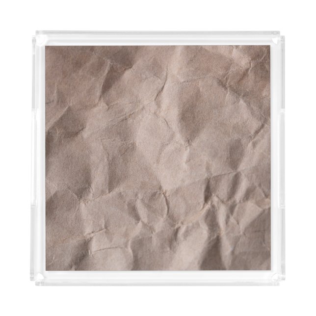 Rustic Crumpled Paper: Vintage Texture Acrylic Tray (Front)