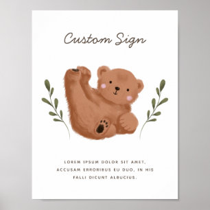 Rustic Cub Bear Baby Shower Custom Sign