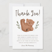 Rustic Cub Bear Baby Shower Thank You Card (Front)