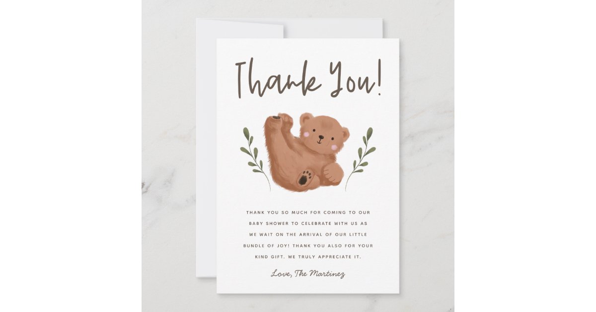 Centralisere mørke Udstråle Rustic Cub Bear Baby Shower Thank You Card | Zazzle