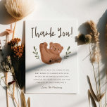 Rustic Cub Bear Baby Shower Thank You Card<br><div class="desc">Cute bear theme baby shower thank you card featuring illustration of a cub bear with greenery on both sides. The message thanks guests for coming to the shower and for their gifts. Perfect for a shower in the fall.</div>