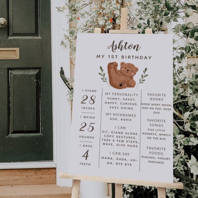Rustic Cub Bear Birthday Milestone Board (Creator Uploaded)