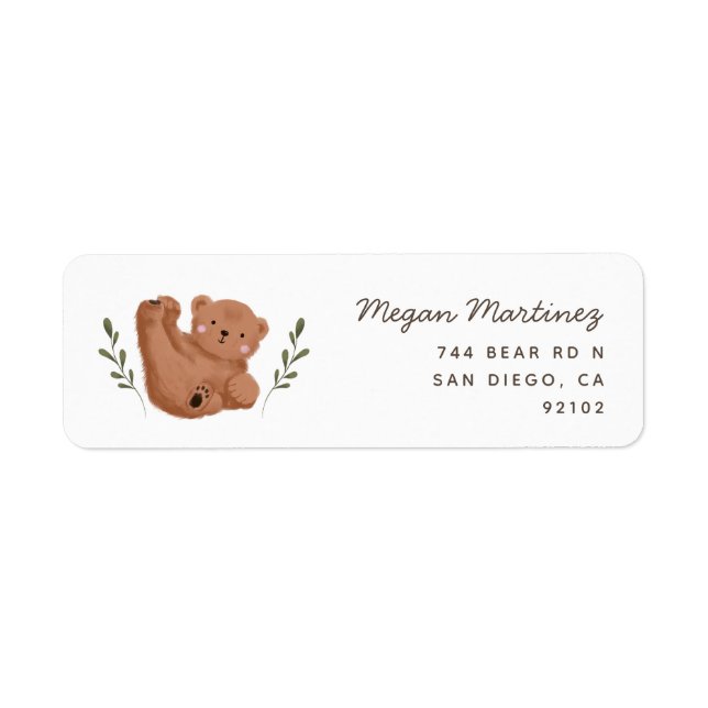 Rustic Cub Bear Return Address Label (Front)