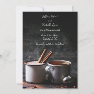 Rustic Cup of Tea and Hot Chocolate Save the Date Invitation