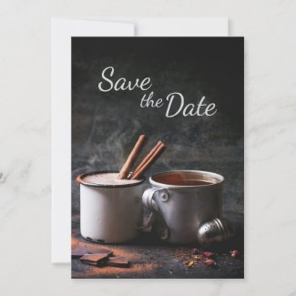 Rustic Cup of Tea and Hot Chocolate Save the Date Invitation
