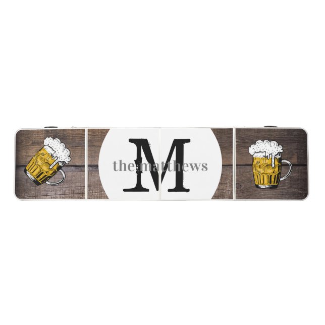 Rustic Custom Beer Create Your Own Monogrammed Beer Pong Table (Top)
