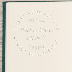 Rustic Custom Book Round Handwritten Embosser