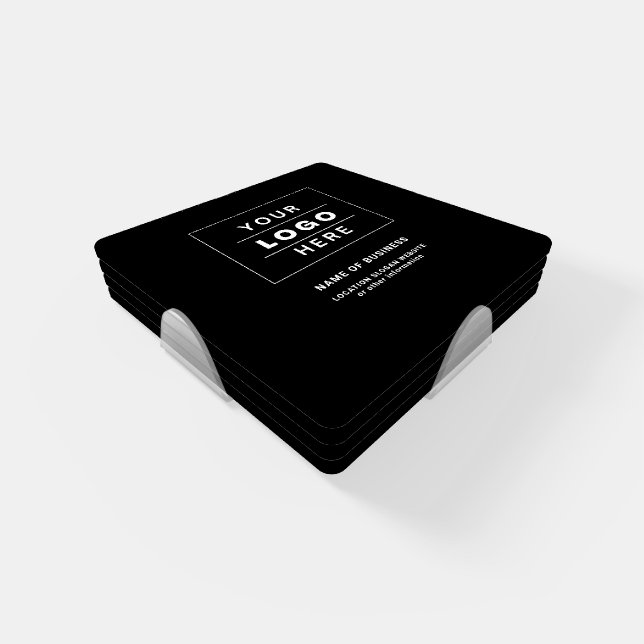 Rustic  Custom Business Logo Black and White  Coaster Set (Set)