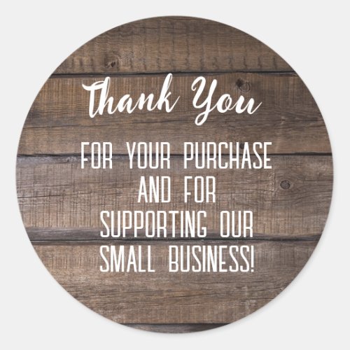 Rustic Custom Business Thank You For Order Insert  Classic Round Sticker