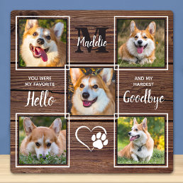 Rustic Custom Dog Memorial 5 Pet Photo Collage Plaque
