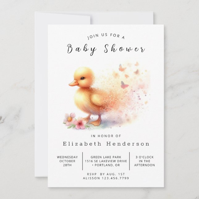  Rustic Custom Duck Baby Shower Invitation (Front)