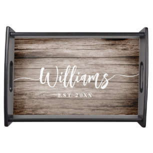 Rustic Custom Family Name Barn Farmhouse Serving Tray