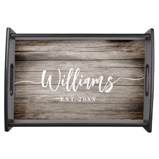 Rustic Custom Family Name Barn Farmhouse Serving Tray (Front)