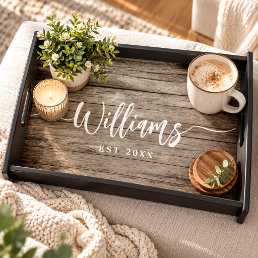 Rustic Custom Family Name Barn Farmhouse Serving Tray