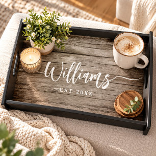 Rustic Custom Family Name Barn Farmhouse Serving Tray