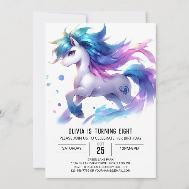Rustic Custom Horse Birthday Invitation (Front)