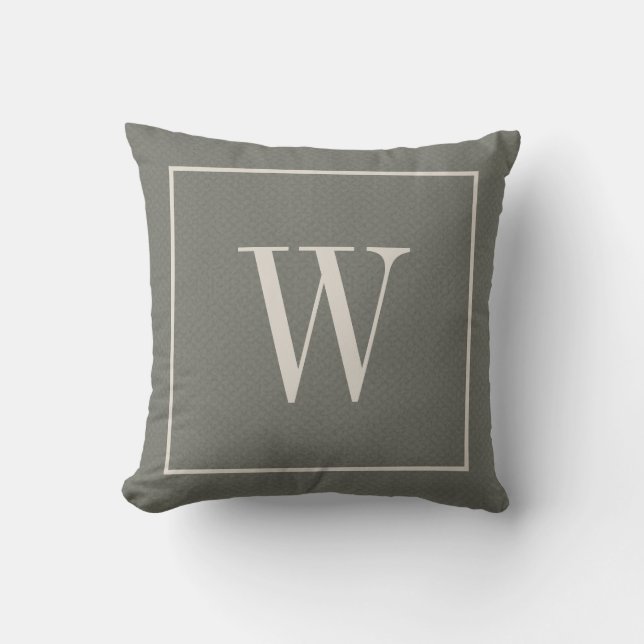 Rustic Custom Monogrammed Inital Chic Green Throw Pillow (Front)