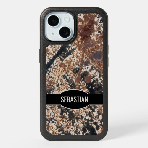 Rustic Custom Name Rusty Metal Patina Texture iPhone 15 Case