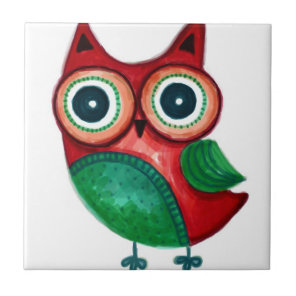 Rustic Custom Owl Ceramic Tile