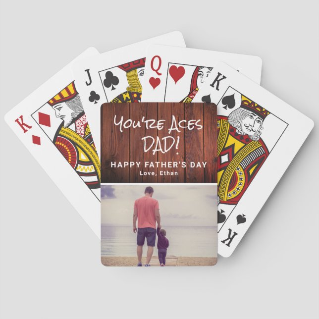 Rustic Custom Photo Father's Day Poker Cards (Back)
