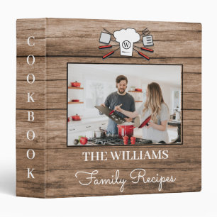 Rustic Custom Photo Name Monogram Family Recipe 3 3 Ring Binder