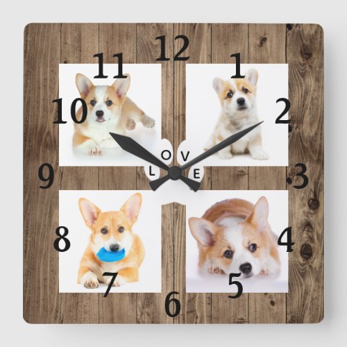 Rustic Custom Photo Pet College Acrylic Wall Clock