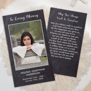 Rustic Custom Photo Sympathy Funeral Prayer Card