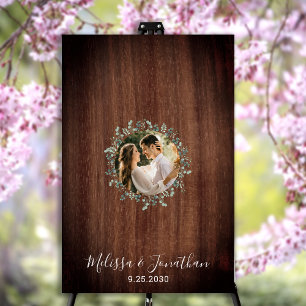 Rustic Custom Photo Wedding Guest Book Alternative Wood Wall Art