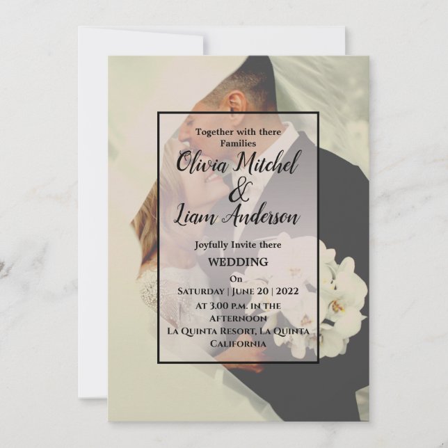 Rustic Custom Photo Wedding Invitation (Front)