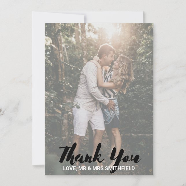 Rustic Custom Photo Wedding Thank you Card (Front)