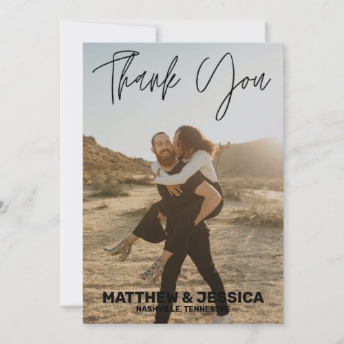 Rustic Custom Photo Wedding Thank you Card