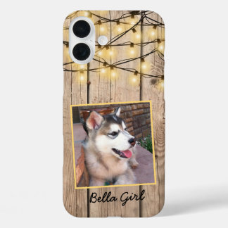 Rustic Custom Square Photo Alaskan Malamute Puppy iPhone 16 Plus Case