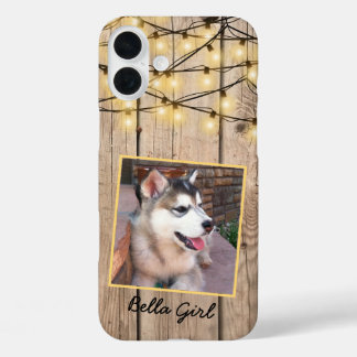 Rustic Custom Square Photo Alaskan Malamute Puppy iPhone 16 Plus Case