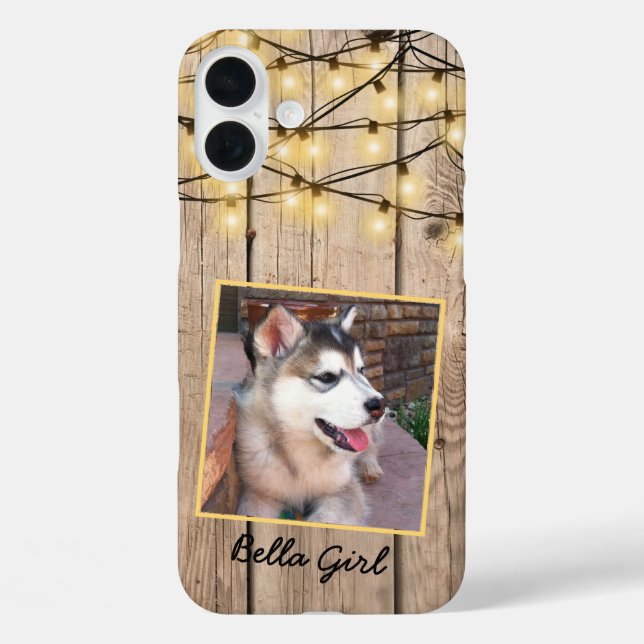 Rustic Custom Square Photo Alaskan Malamute Puppy Case-Mate iPhone Case (Back)