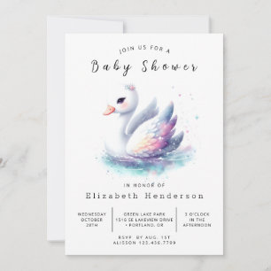 Rustic Custom Swan Baby Shower Invitation
