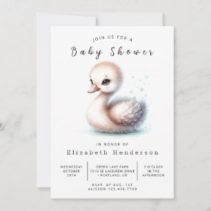 Rustic Custom Swan Baby Shower Invitation