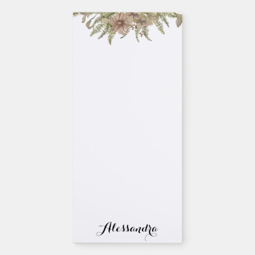 Rustic Custom Vintage Floral Name Magnetic Notepad