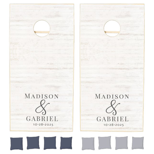 Rustic Custom Wedding Monogram White Washed Wood  Cornhole Set (Set)