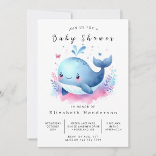 Rustic Custom Whale Baby Shower Invitation