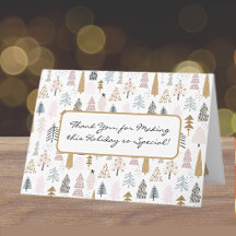 Rustic Custom Winter Trees Holiday Thank You Card