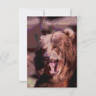 Rustic customizable bear wedding invitations