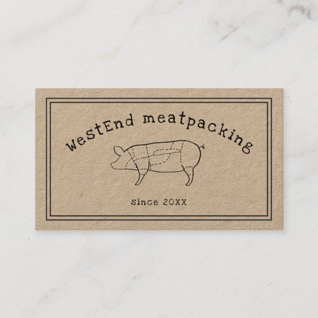 RUSTIC cut pig diagram butcher shop chalkboard Business Card (Front)