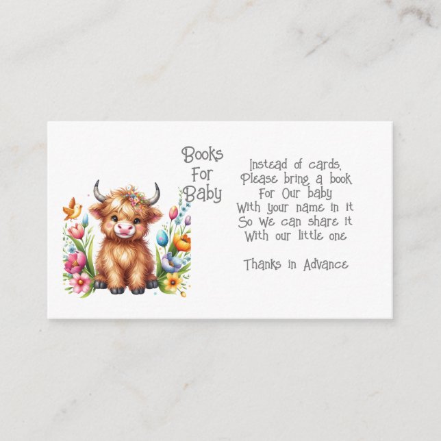 Rustic Cute Baby Highland Cow Baby Enclosure Card (Front)