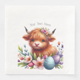 Rustic Cute Baby Highland Cow Baby Shower Paper Dinner Napkins