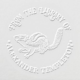 Rustic Cute Chipmunk Library Book Name Embosser