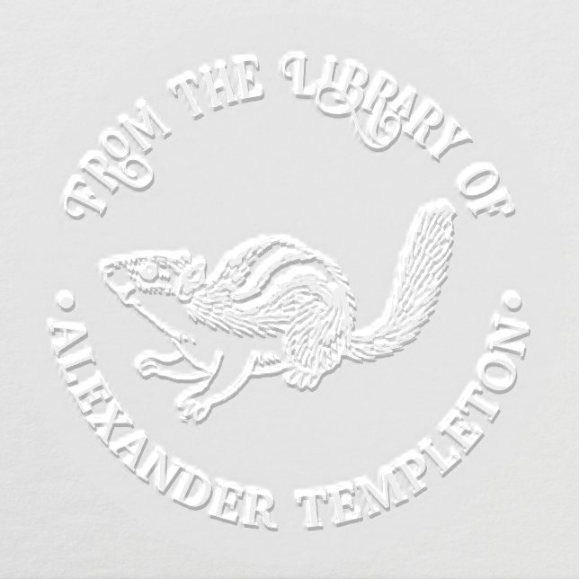 Rustic Cute Chipmunk  Library Book Name Embosser (Design)