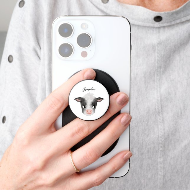 Rustic Cute Cow PopSocket (Hand)